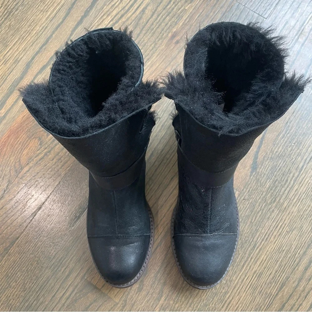 Matt Bernson Women's Tundra Black Suede Sheepskin Lined Winter Boots - Picture 4 of 15